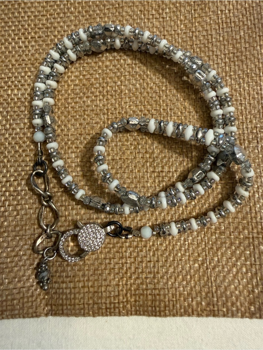 CUSTOM!! Delicate White & Silver Beaded Necklace or bracelet  - Women Jewelry